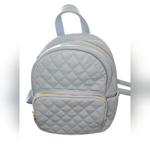 Baby Blue Quilted Mini Backpack Purse for Women